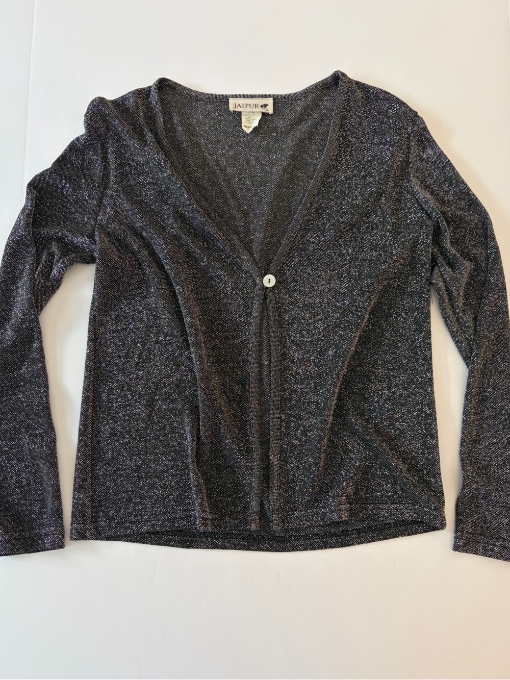 Jaipur Y2K Style Black Metallic Cardigan Made In USA Women’s Size M Vintage